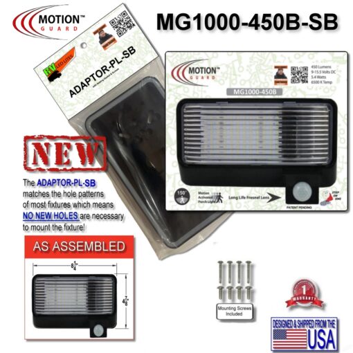 <u><STRONG>MG1000-450B-SB</u></STRONG>: MG1000-450B, Black, RV Motion Sensor Light with ADAPTOR-PL-SB included