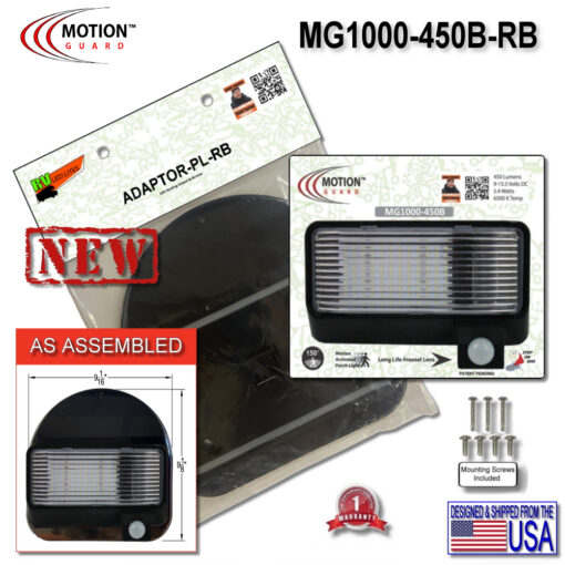 <u><STRONG>MG1000-450B-RB</u></STRONG>: MG1000-450B, Black, RV Motion Sensor Light with ADAPTOR-PL-RB included