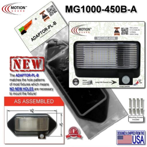 <u><STRONG>MG1000-450B-A</u></STRONG>: MG1000-450B, Black, RV Motion Sensor Light with ADAPTOR-PL-B included